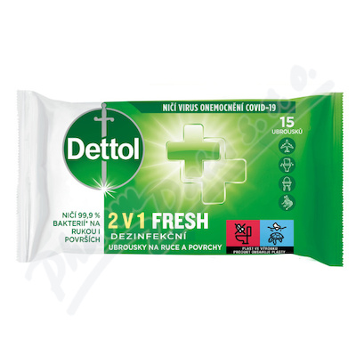 DETTOL Dezinfekční ubrousky 2v1 Fresh 15ks