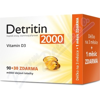 Detritin Vitamin D3 2000 IU 90+30 měkkých tobolek