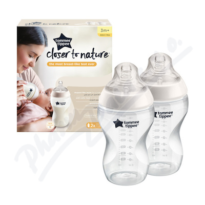 Tommee Tippee Kojen.lahev Střed.pr. 340ml 3m+ 2ks