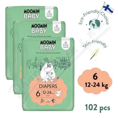 Moomin Baby 6 Maxi 12-24kg eko plenky 3x34ks