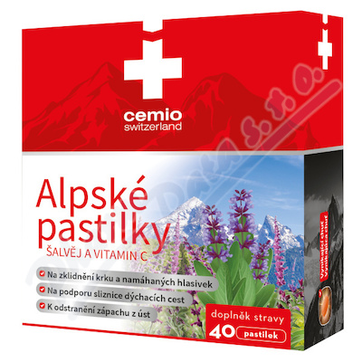 Cemio Alpské pastilky Šalvěj a vitamin C past.40