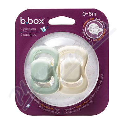 b.box Dudlík z příro.kaučuku 0-6m sage&vanilla 2ks