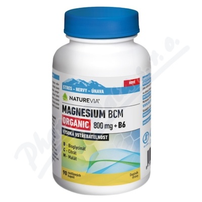 NatureVia Magnesium Organic BCM 800mg +B6 cps.90